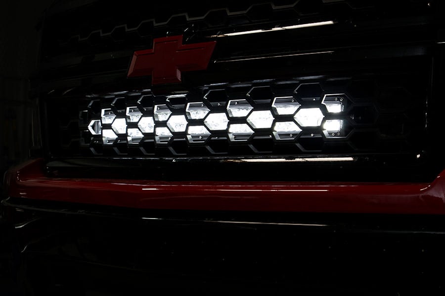 Rough Country 70624 LED Light Kit | Behind Grille Mount | 30" Black Dual Row | White DRL | Chevy Silverado 1500 (14-15)