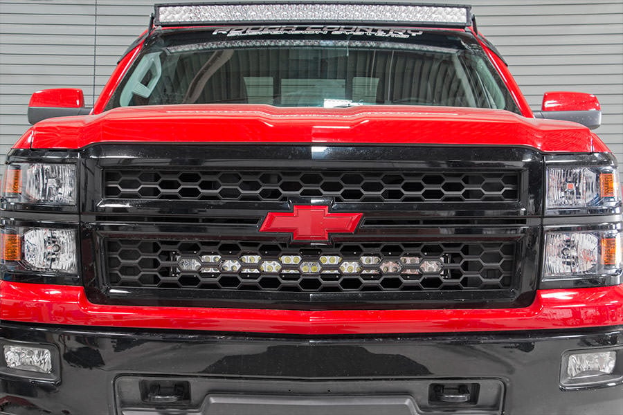 Rough Country 70624 LED Light Kit | Behind Grille Mount | 30" Black Dual Row | White DRL | Chevy Silverado 1500 (14-15)