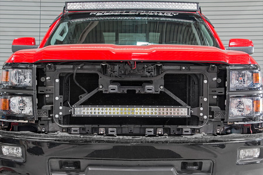Rough Country 70624 LED Light Kit | Behind Grille Mount | 30" Black Dual Row | White DRL | Chevy Silverado 1500 (14-15)