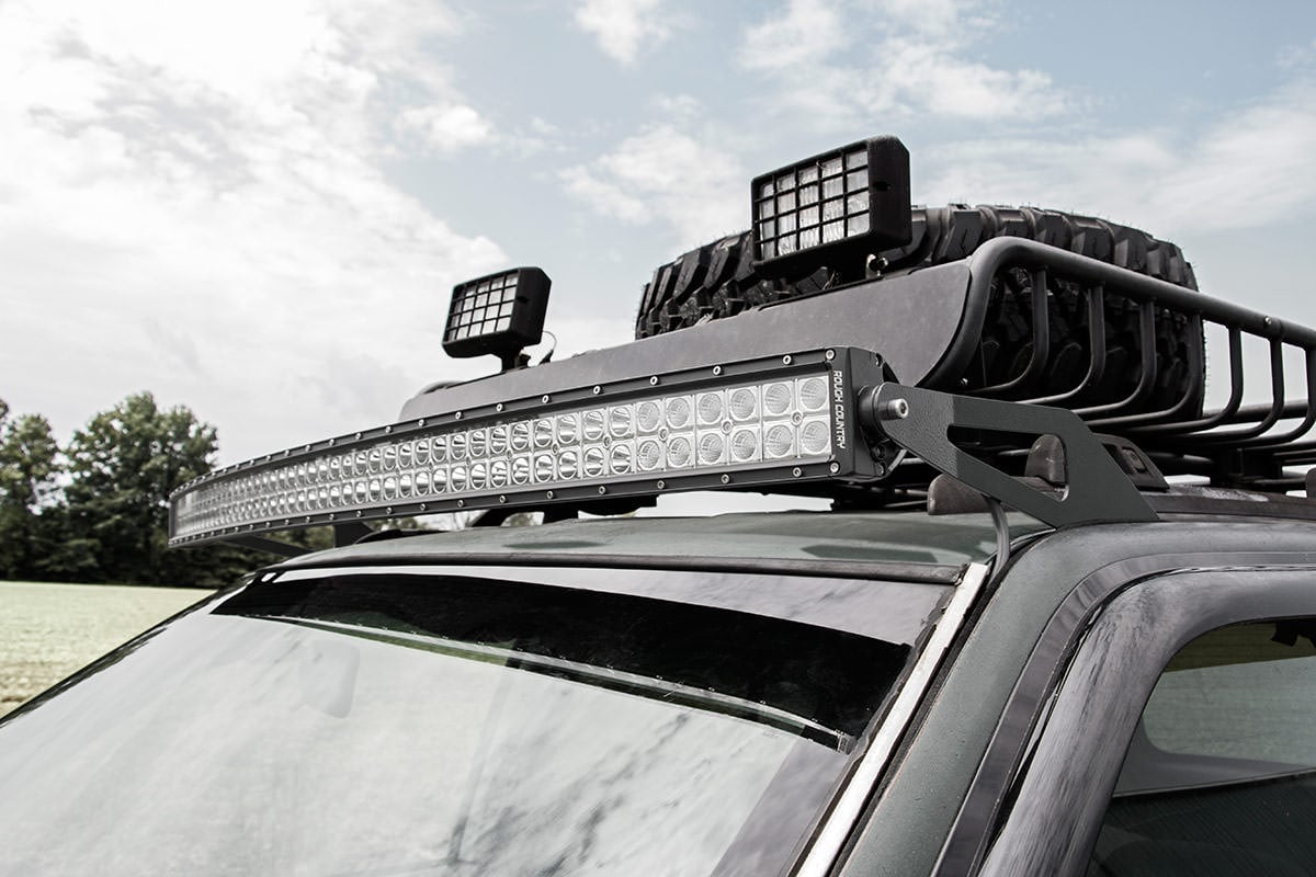 Rough Country 70567 LED Light Mount | Upper Windshield | 50" Curved | Jeep Grand Cherokee ZJ (93-98)