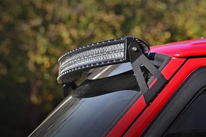 Rough Country 70074 LED Light Kit | Windshield Mount | 50" BLK Dual Row | White DRL | Jeep Cherokee XJ (84-01)