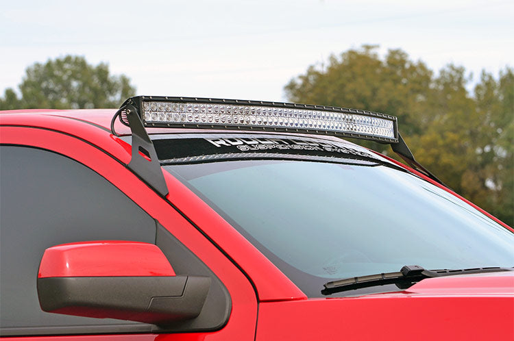 Rough Country 70514B LED Light Mount | Upper Windshield | 54" Curved | Chevy/GMC SUV 1500 (15-20)