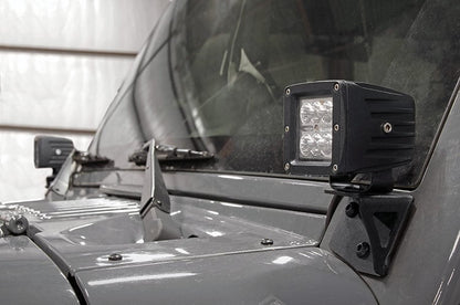 Rough Country 70044 LED Light Mount | Lower Windshield | Pod | Jeep Wrangler JK/Wrangler Unlimited (07-18)
