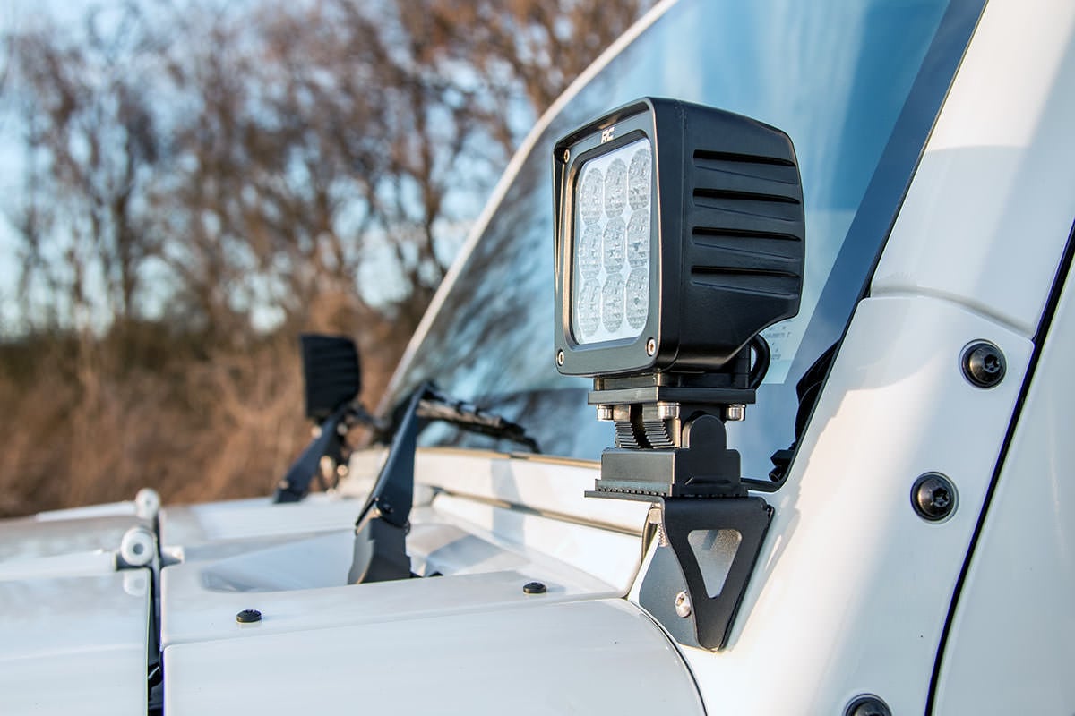 Rough Country 6004 Light Mounts | Lower Windshield | Jeep Wrangler JK/Wrangler Unlimited  (07-18)
