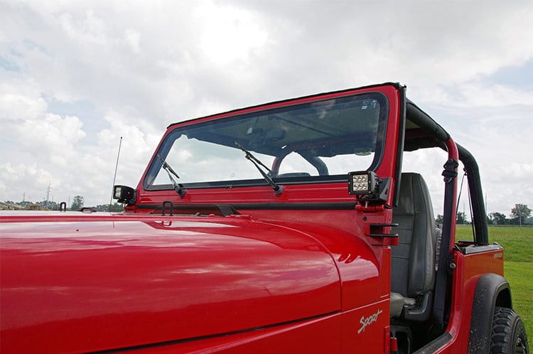 Rough Country 70510 LED Light Mount | Lower Windshield | Pod Pair | Jeep Wrangler YJ 4WD (87-95)