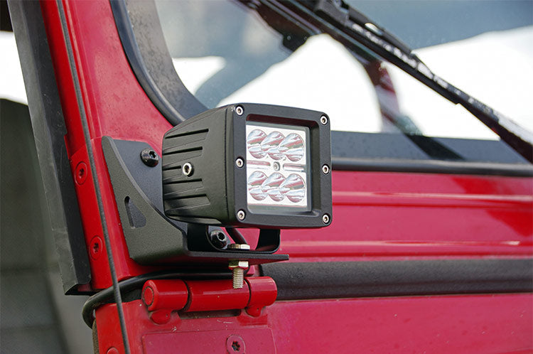 Rough Country 70510 LED Light Mount | Lower Windshield | Pod Pair | Jeep Wrangler YJ 4WD (87-95)