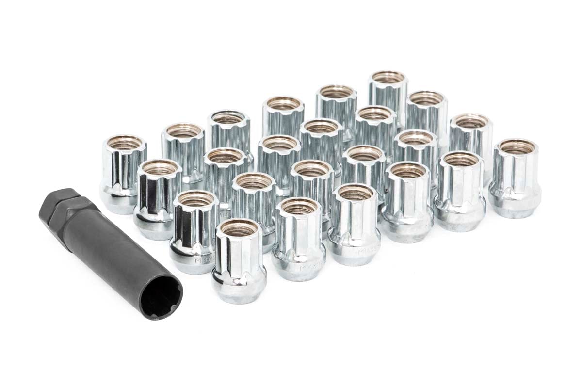Rough Country 142024CHOE M14 x 2.0 Lug Nut Set of 24 | Chrome | Open End