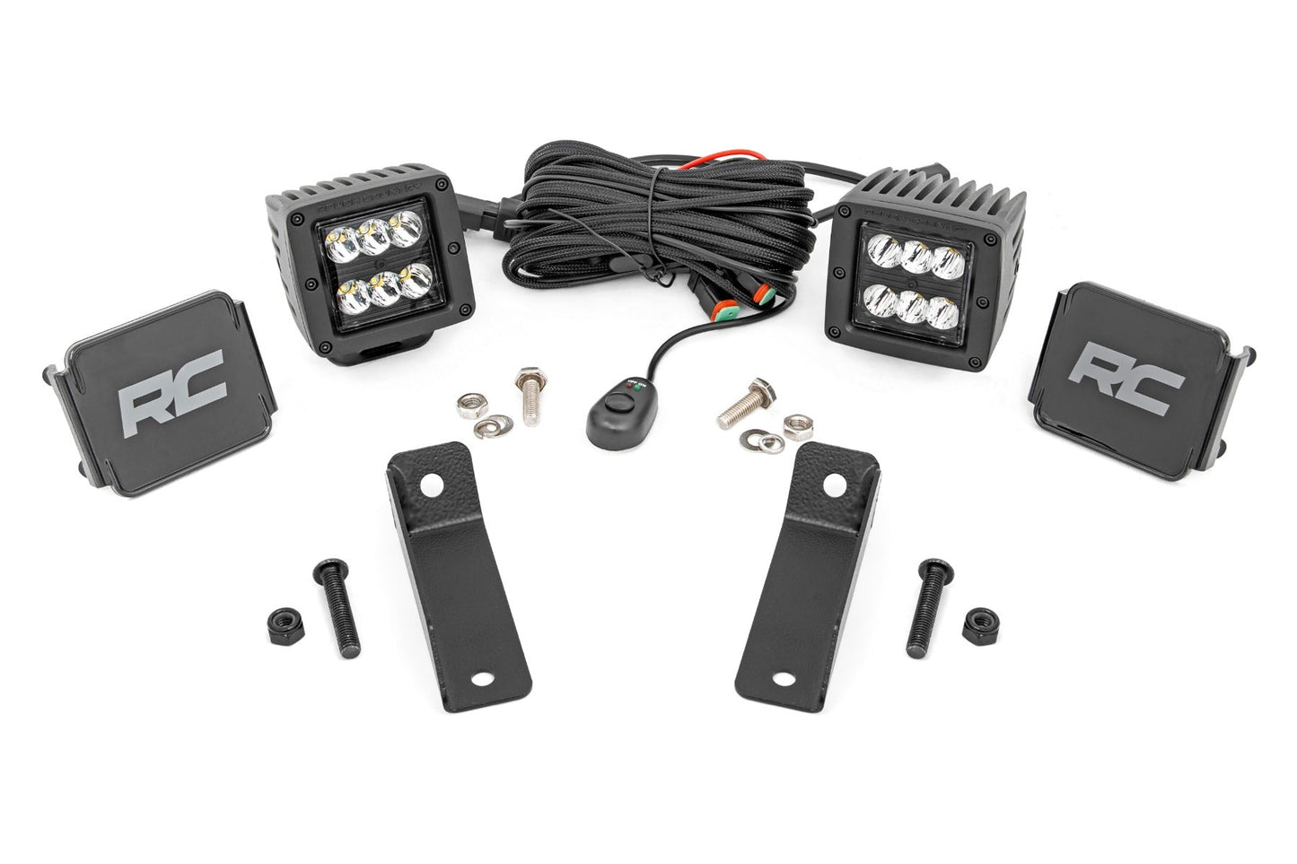 Rough Country 97082 LED Light Kit | Rear Mount | 2" Black Pair | Flood | Can-Am Maverick Sport 1000R
