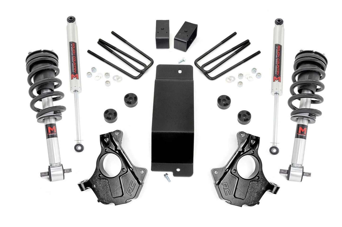 Rough Country 12140 3.5 Inch Lift Kit | Alu/Stamp Steel LCA | M1 Strut | Chevy/GMC 1500 (14-18 & Classic)