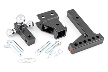 Rough Country 99100 Adjustable Trailer Hitch | 6 Inch Drop | Multi-Ball Mount | Fits 2 Inch Receiver