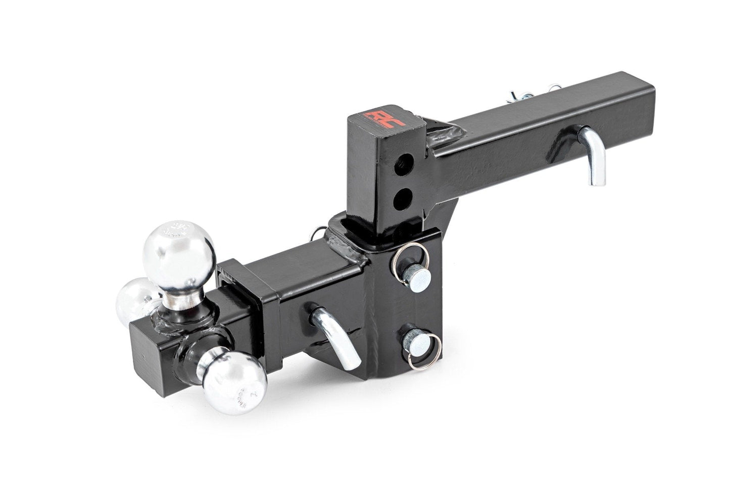 Rough Country 99100 Adjustable Trailer Hitch | 6 Inch Drop | Multi-Ball Mount | Fits 2 Inch Receiver