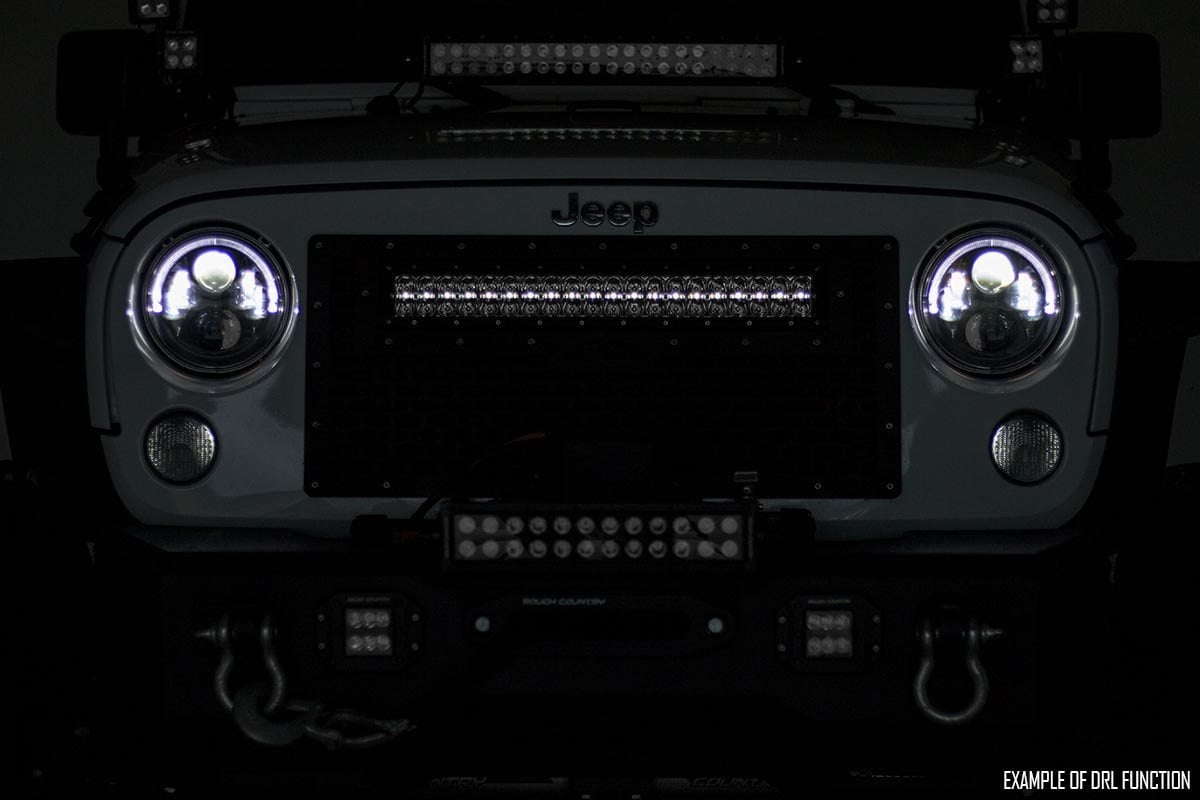 Rough Country 70193BDA Mesh Grille | 30" Dual Row LED | Black | Amber DRL | Ford F-150 (15-17)