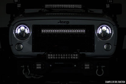Rough Country 70199BDA Mesh Grille | 30" Dual Row LED | Black | Amber DRL | Ram 1500 2WD/4WD (13-18 & Classic)