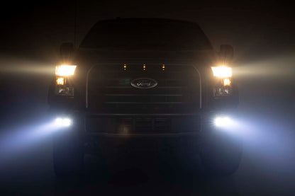 Rough Country 70833 LED Light Kit | Fog Mount | Dual 2" Black Pairs | Flood | Ford F-150 (15-17)
