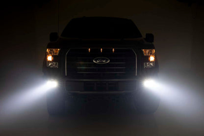 Rough Country 70833 LED Light Kit | Fog Mount | Dual 2" Black Pairs | Flood | Ford F-150 (15-17)