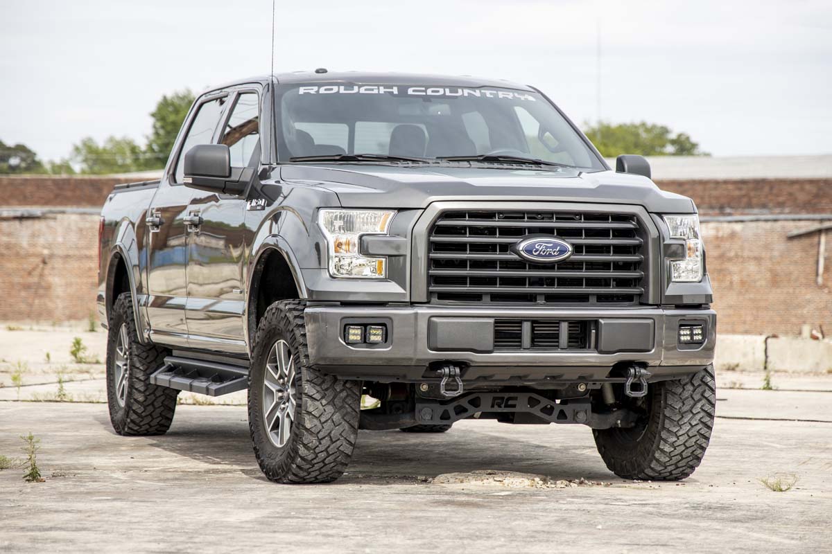 Rough Country 70831 LED Light Kit | Fog Mount | Dual 2" Black Pairs | SAE | Ford F-150 (15-17)
