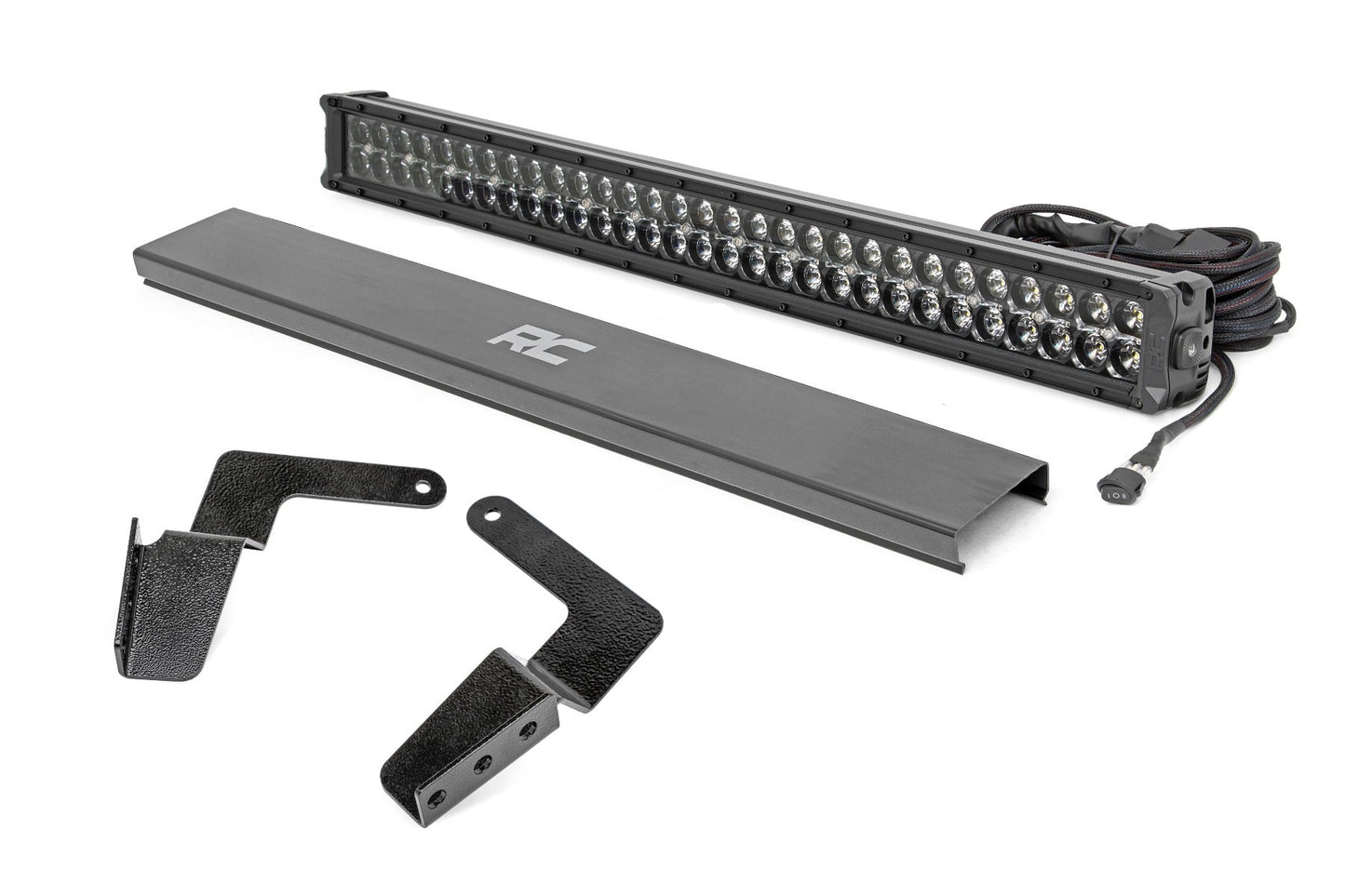 Rough Country 70652DRL LED Light Kit | Bumper Mount | 30" Black Dual Row | White DRL | Toyota FJ Cruiser (07-14)