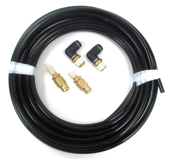 Ridetech 32000002 Inflation kit with 30ft. 1/4" airline, 2 1/4" npt elbows and 2 schrader valves.