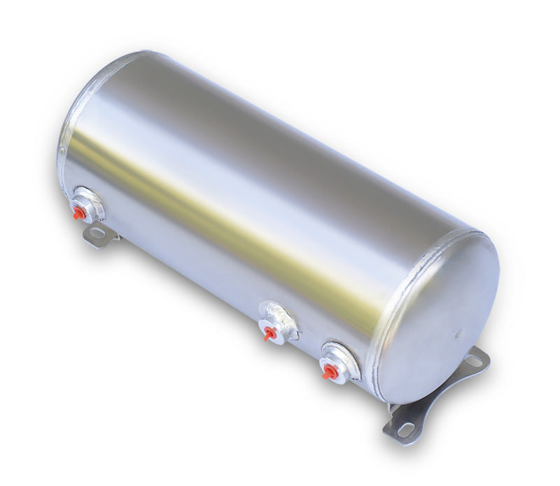 Ridetech 31913100 3 gallon aluminum air tank with two 1/4" npt ports and one 1/8" npt port.