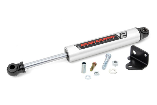 Rough Country 8730670 V2 Steering Stabilizer | Relocation Bracket | Jeep Wrangler JK/Wrangler Unlimited (07-18)