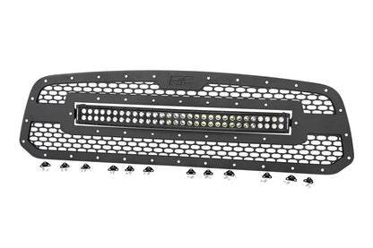 Rough Country 70199BDA Mesh Grille | 30" Dual Row LED | Black | Amber DRL | Ram 1500 2WD/4WD (13-18 & Classic)