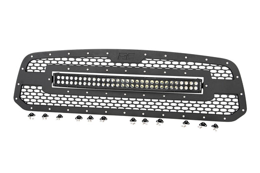 Rough Country 70199DRL Mesh Grille | 30" Dual Row LED | Black | White DRL | Ram 1500 2WD/4WD (13-18 & Classic)