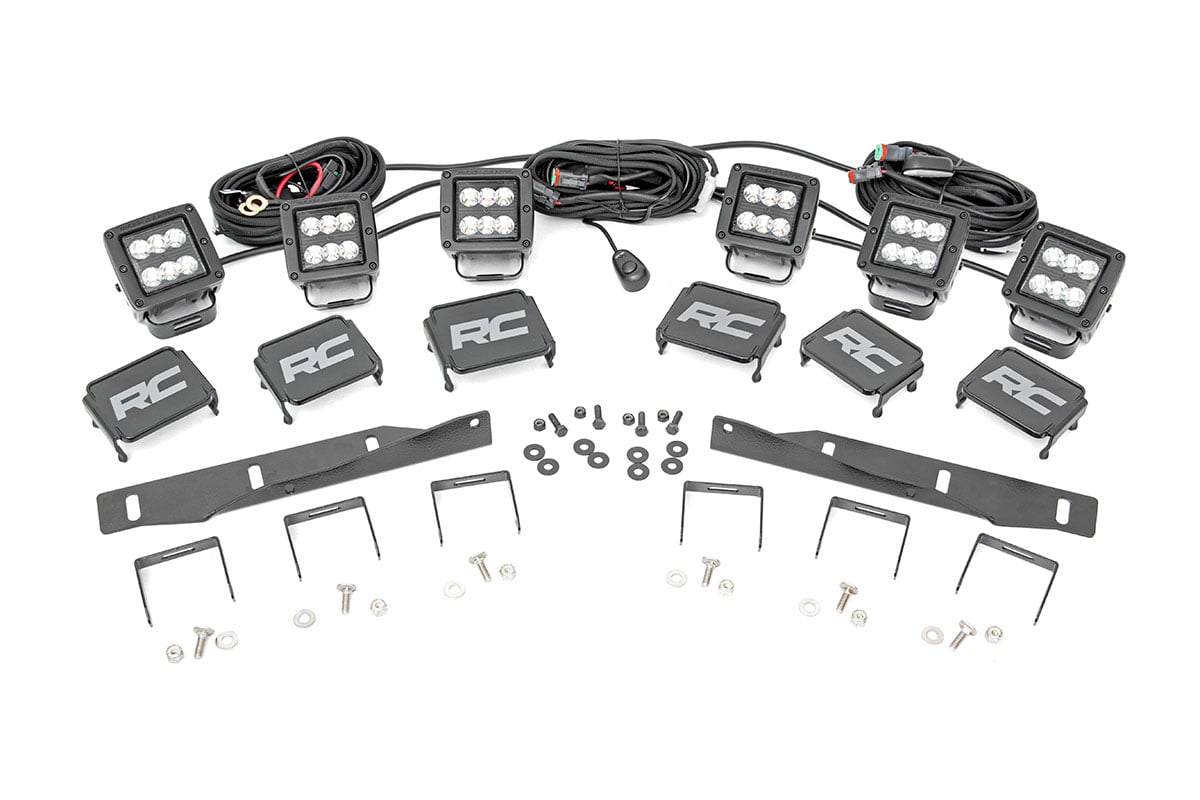 Rough Country 70700 LED Light Kit | Fog Mount | Triple 2" Black Pair | Ford Raptor 4WD (17-20)