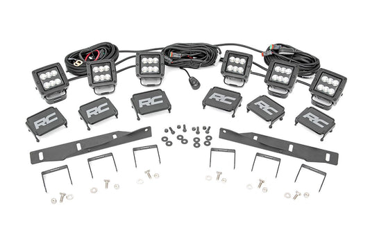 Rough Country 70700 LED Light Kit | Fog Mount | Triple 2" Black Pair | Ford Raptor 4WD (17-20)