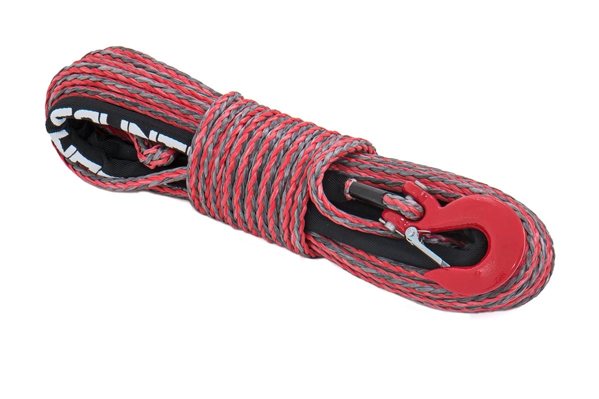 Rough Country RS116 Synthetic Rope | 3/8 Inch | 85 Ft | Red/Gray
