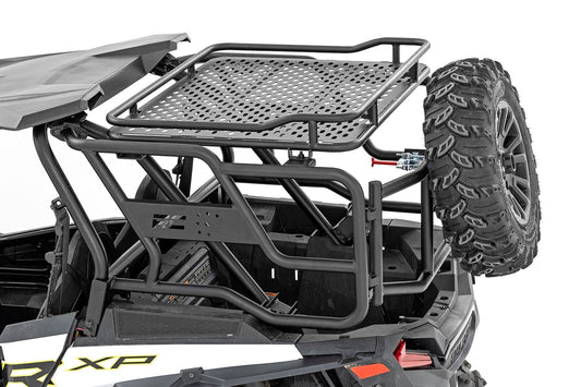 Rough Country 93141 Tubular Rear Cargo Rack | Spare Tire Mount | Polaris RZR XP 1000