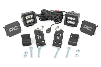 Rough Country 93076 LED Light Kit | "A" Pillar Mount | 2" Black Pair | Spot | Polaris RZR PRO XP