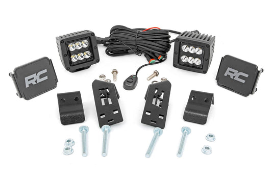 Rough Country 93076 LED Light Kit | "A" Pillar Mount | 2" Black Pair | Spot | Polaris RZR PRO XP