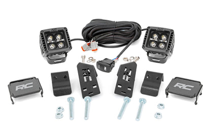 Rough Country 93079 LED Light Kit | "A" Pillar Mount | 2" Black Pair | Amber DRL | Polaris RZR PRO XP