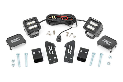 Rough Country 93077 LED Light Kit | "A" Pillar Mount | 2" Black Pair | Spot | Polaris RZR PRO XP