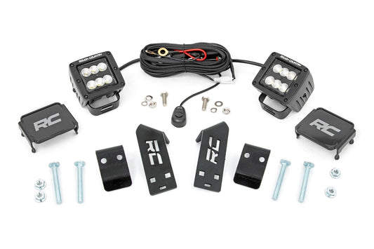 Rough Country 93077 LED Light Kit | "A" Pillar Mount | 2" Black Pair | Spot | Polaris RZR PRO XP