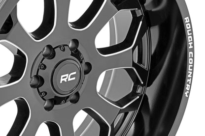 Rough Country 96200912 Rough Country 96 Series Wheel | One-Piece | Gloss Black | 20x9 | 6x5.5 | -12mm