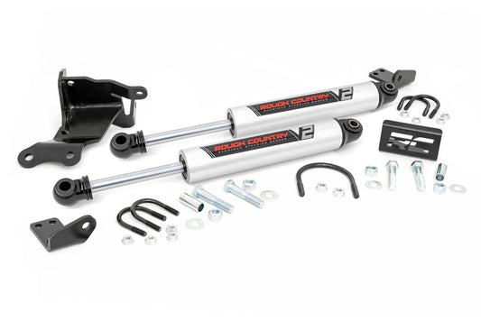 Rough Country 8730470 V2 Steering Stabilizer | Dual | 2.5-8 Inch Lift | Jeep Gladiator JT/Wrangler JL (18-25)