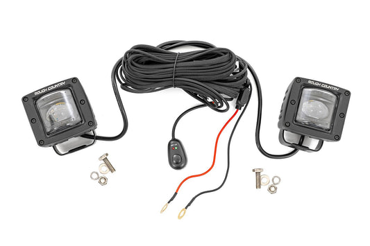 Rough Country 70907A 2 Inch Black Series LED Light Pods | SAE Fog | Yellow