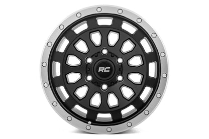 Rough Country 87170912B Rough Country 87 Series Wheel | Simulated Beadlock | Black/Machined | 17x8.5 | 6x5.5 | +0mm