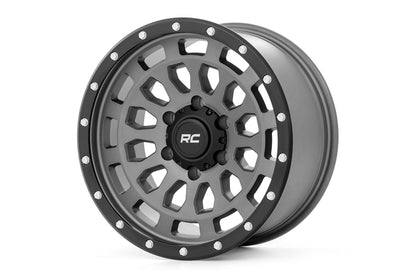 Rough Country 87170912G Rough Country 87 Series Wheel | Simulated Beadlock | Gray/Black | 17x8.5 | 6x5.5 | +0mm