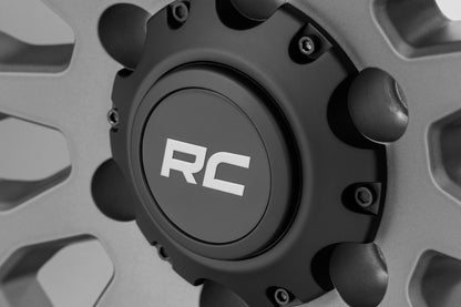 Rough Country 87170912G Rough Country 87 Series Wheel | Simulated Beadlock | Gray/Black | 17x8.5 | 6x5.5 | +0mm