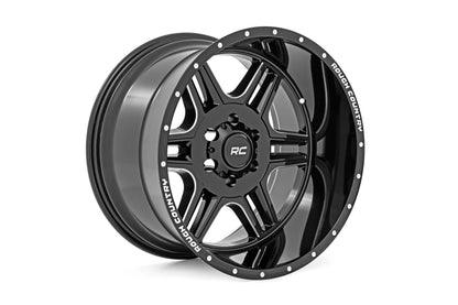 Rough Country 92201212 Rough Country 92 Series Wheel | Machined One-Piece | Gloss Black | 20x12 | 6x5.5 | -44mm