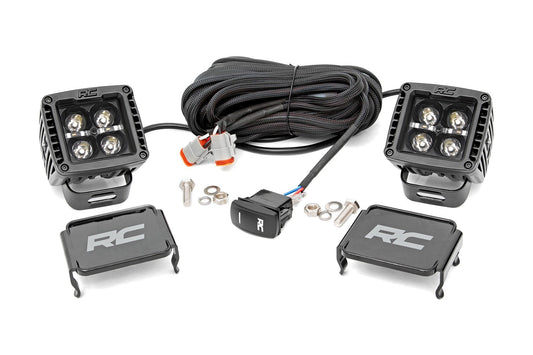 Rough Country 70903BLKDRL 2 Inch Black Series LED Light Pods | Spot | Square | Cool White DRL