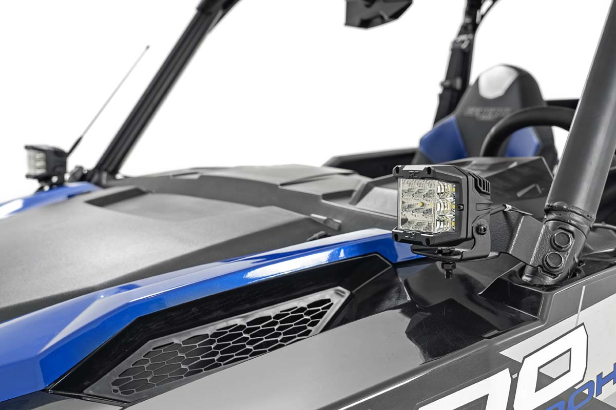 Rough Country 93024 LED Light Kit | Cage Mount | 2" Black Pair | Amber DRL | Polaris General XP 4 1000