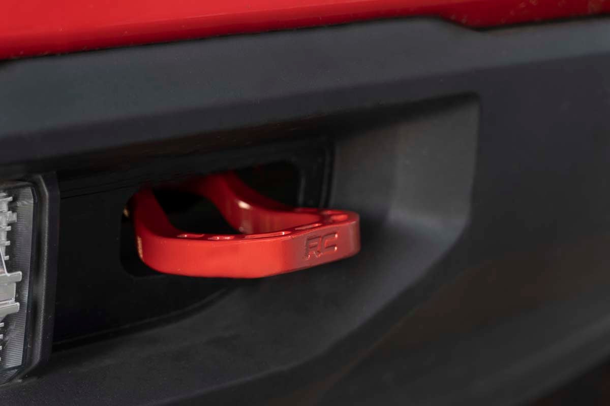 Rough Country RS132 Tow Hooks | Forged | Red | Chevy Silverado 1500 2WD/4WD (2019-2025 & Classic)