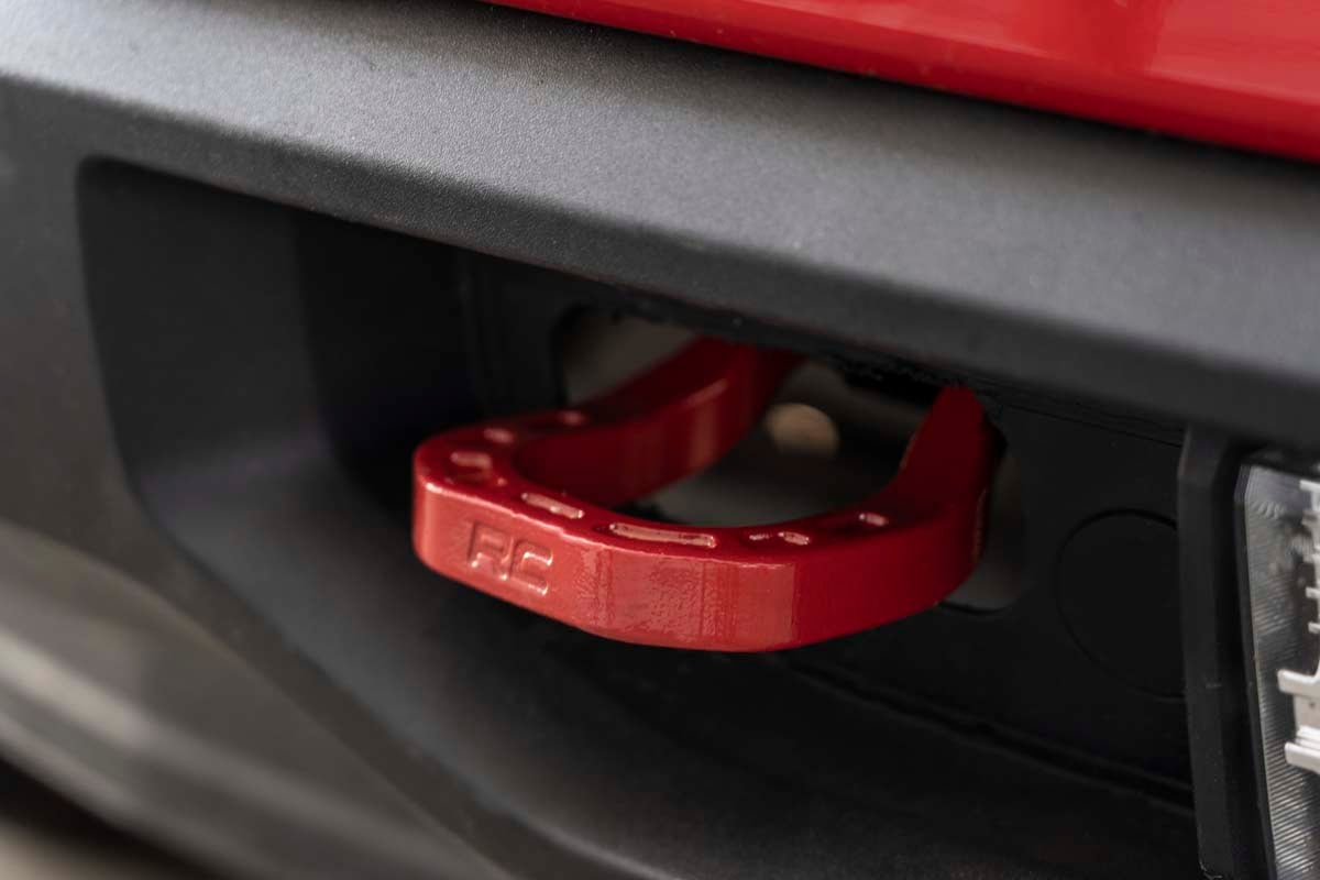 Rough Country RS132 Tow Hooks | Forged | Red | Chevy Silverado 1500 2WD/4WD (2019-2025 & Classic)