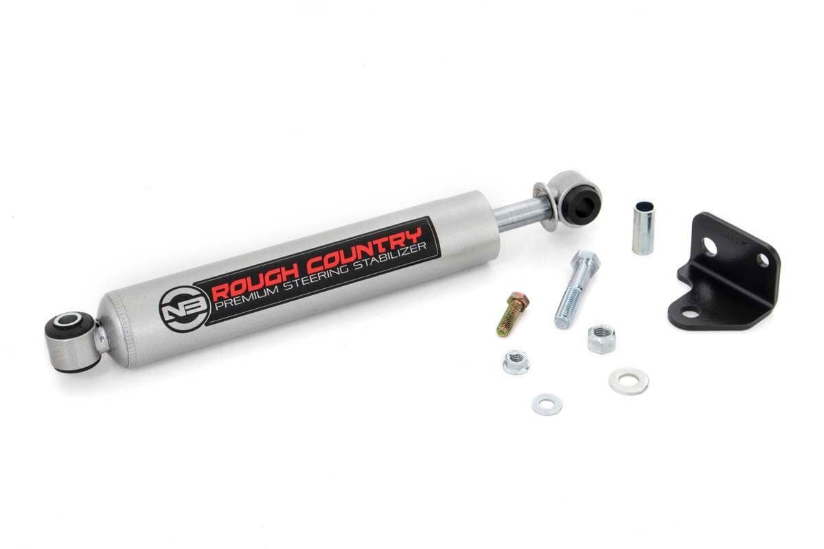 Rough Country 8730630 N3 Steering Stabilizer | Relocation Bracket | Jeep Wrangler JK/Wrangler Unlimited (07-18)
