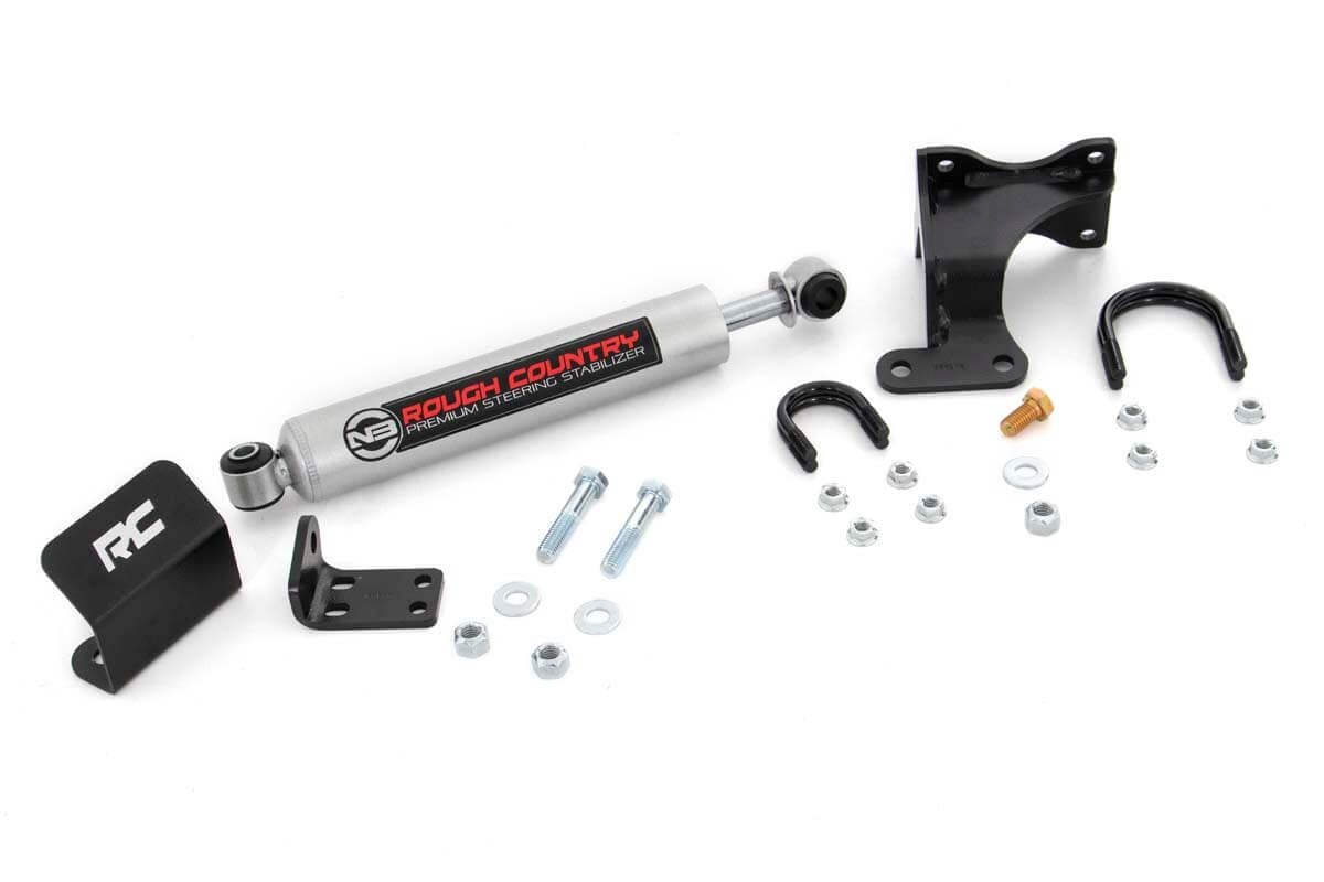 Rough Country 8731930 N3 Steering Stabilizer | Axle Bracket | 2-8 Inch Lift | Jeep Wrangler JK (07-18)