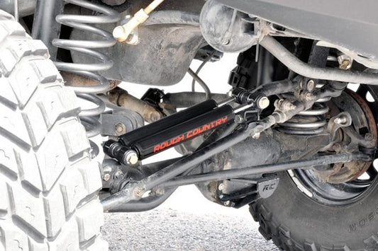 Rough Country 87308 Dual Steering Stabilizer | 2.5-6.5 Inch Lift | Jeep Comanche MJ/Wrangler TJ/Wrangler Unlimited