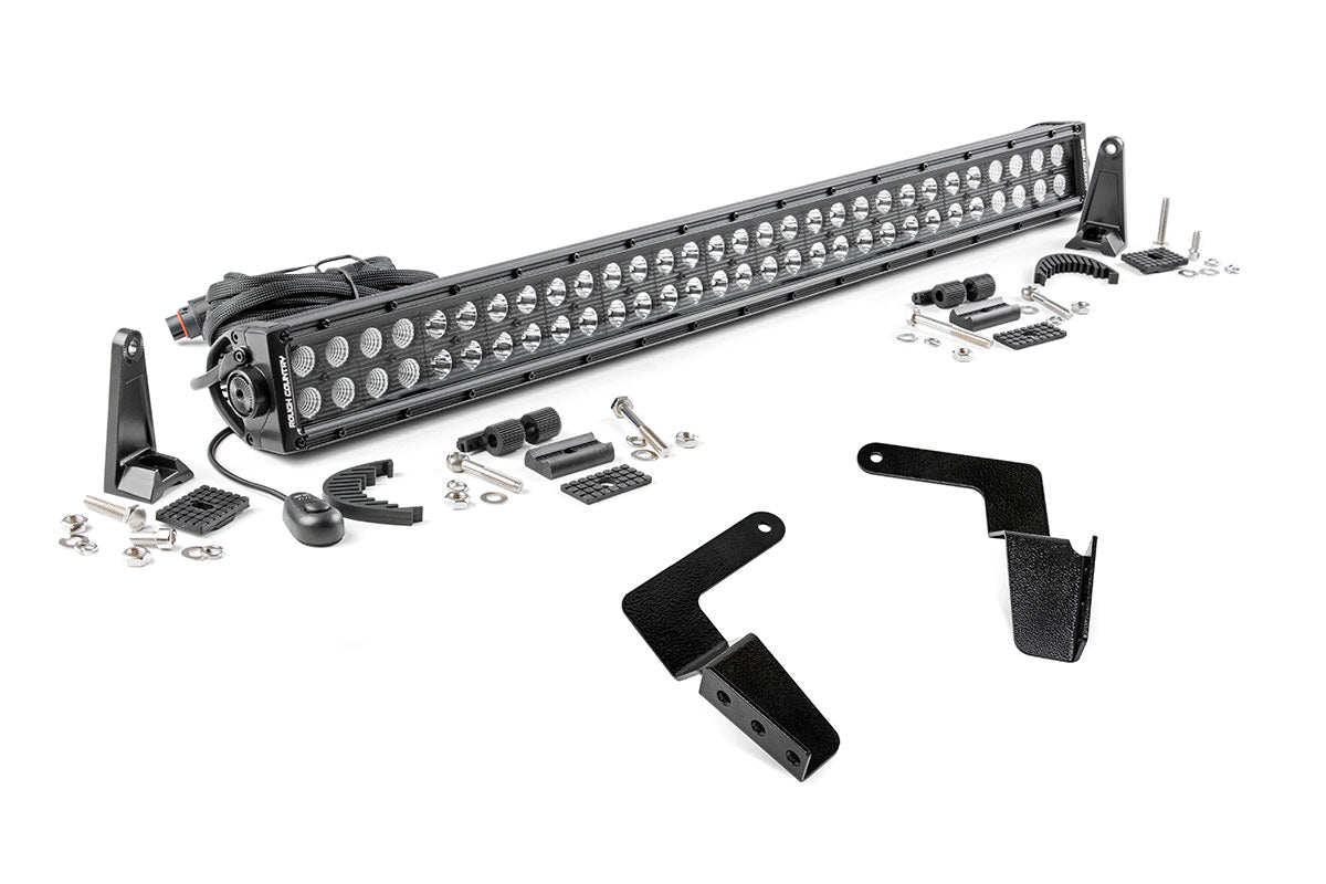 Rough Country 70652 LED Light Kit | Bumper Mount | 30" Black Dual Row | Toyota FJ Cruiser (07-14)